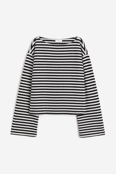 Jersey boxy - Negro/Rayas blancas - MUJER | H&M ES | H&M (FR, IT, ES, PT, BE)