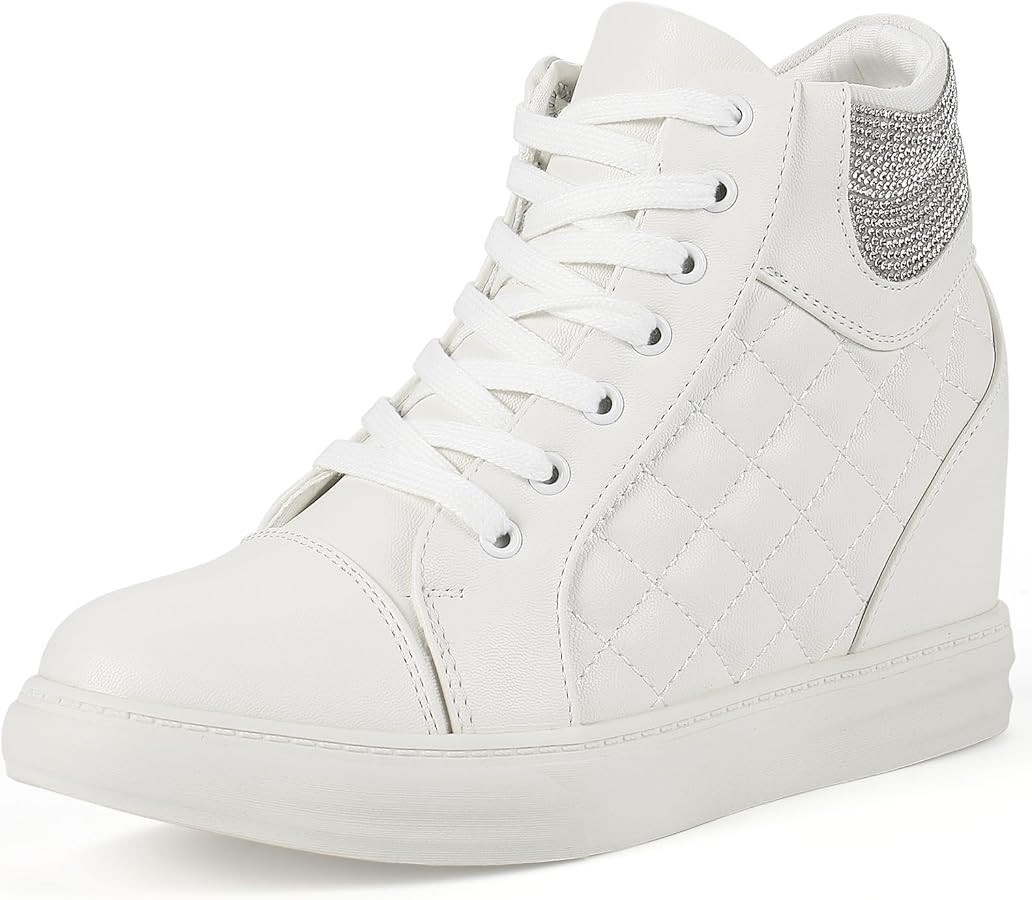 Womens Fashion Platform Shoes Hidden Wedge Heel High Top Sneakers for Women Platform Boots Workin... | Amazon (US)