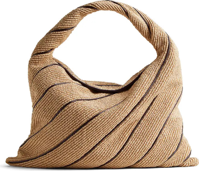 Large Hop Stripe Raffia Hobo Bag | Nordstrom