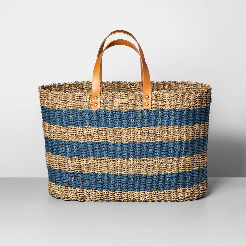 Seagrass Summer Tote Stripe Blue - Hearth & Hand with Magnolia, White Blue | Target