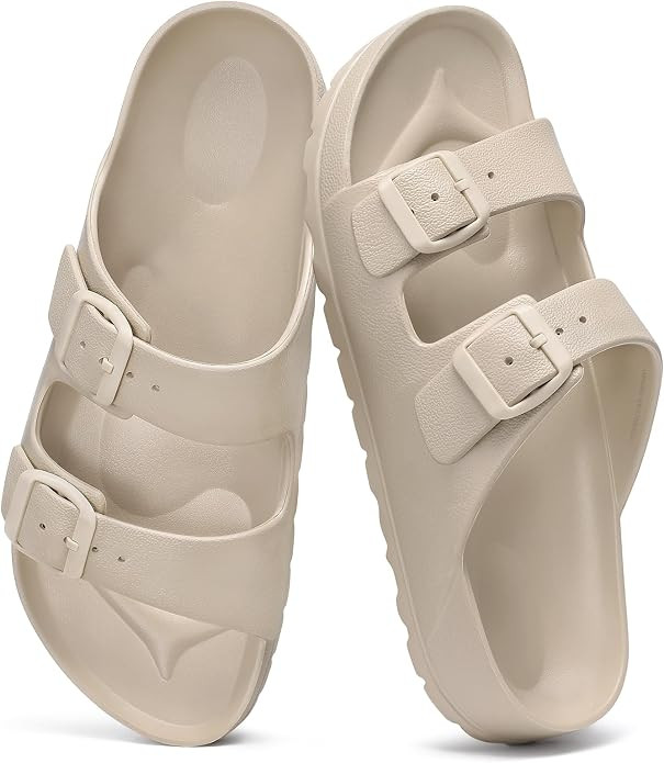 shevalues Women's Comfort Sandals with Medium Arch Support Double Buckle Adjustable EVA Slides fo... | Amazon (US)