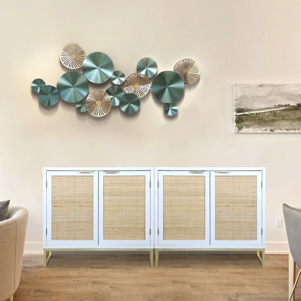 Eumyviv 29.3" Heigh 2 Rattan  Doors Sideboards and Buffets Storage Cabinets,White Kitchen Credenz... | Walmart (US)