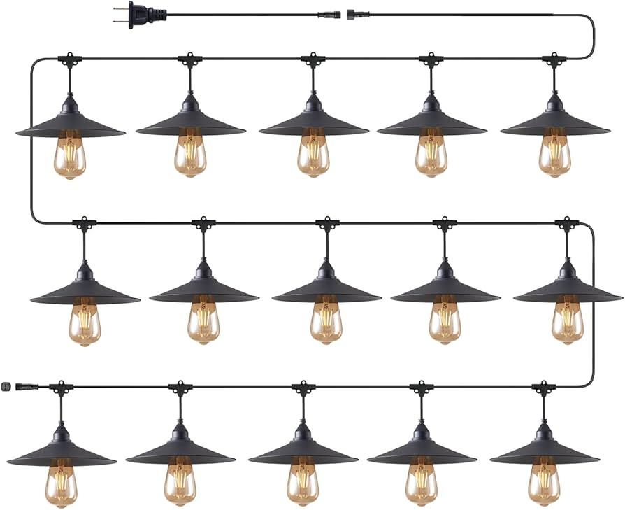 55Ft Led String Lights Outdoor String Lights Waterproof Led String Light With Shade Patio String ... | Amazon (US)