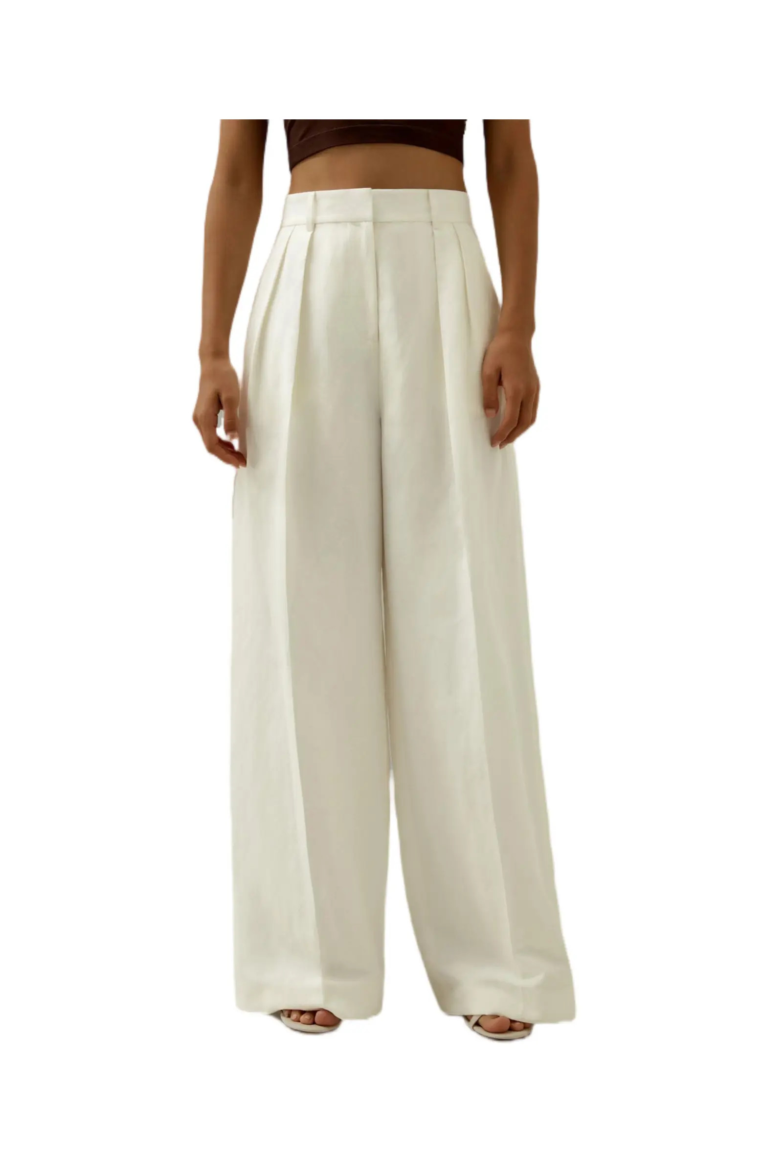 Lilysilk Front-Pleated Silk-Linen Blend Trousers | Nordstrom | Nordstrom