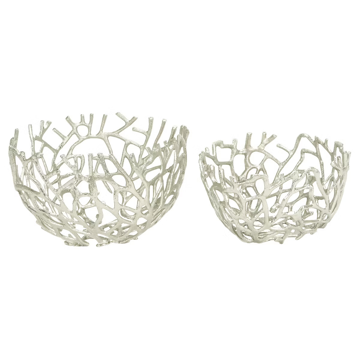 Set of 2 Round Farmhouse Aluminum Wire Decorative Bowl Silver - Olivia & May | Target
