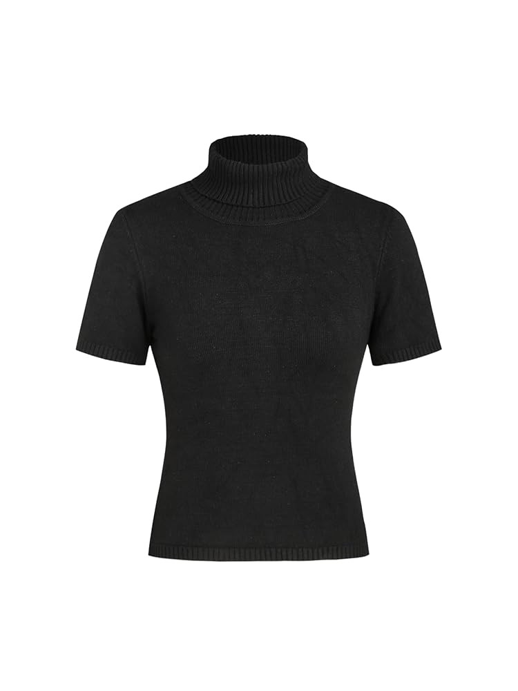 CIDER Women’s Short Sleeve Turtleneck Tops Cute Knit Slim Fit Sweater Blouses Basic Tee | Amazon (US)