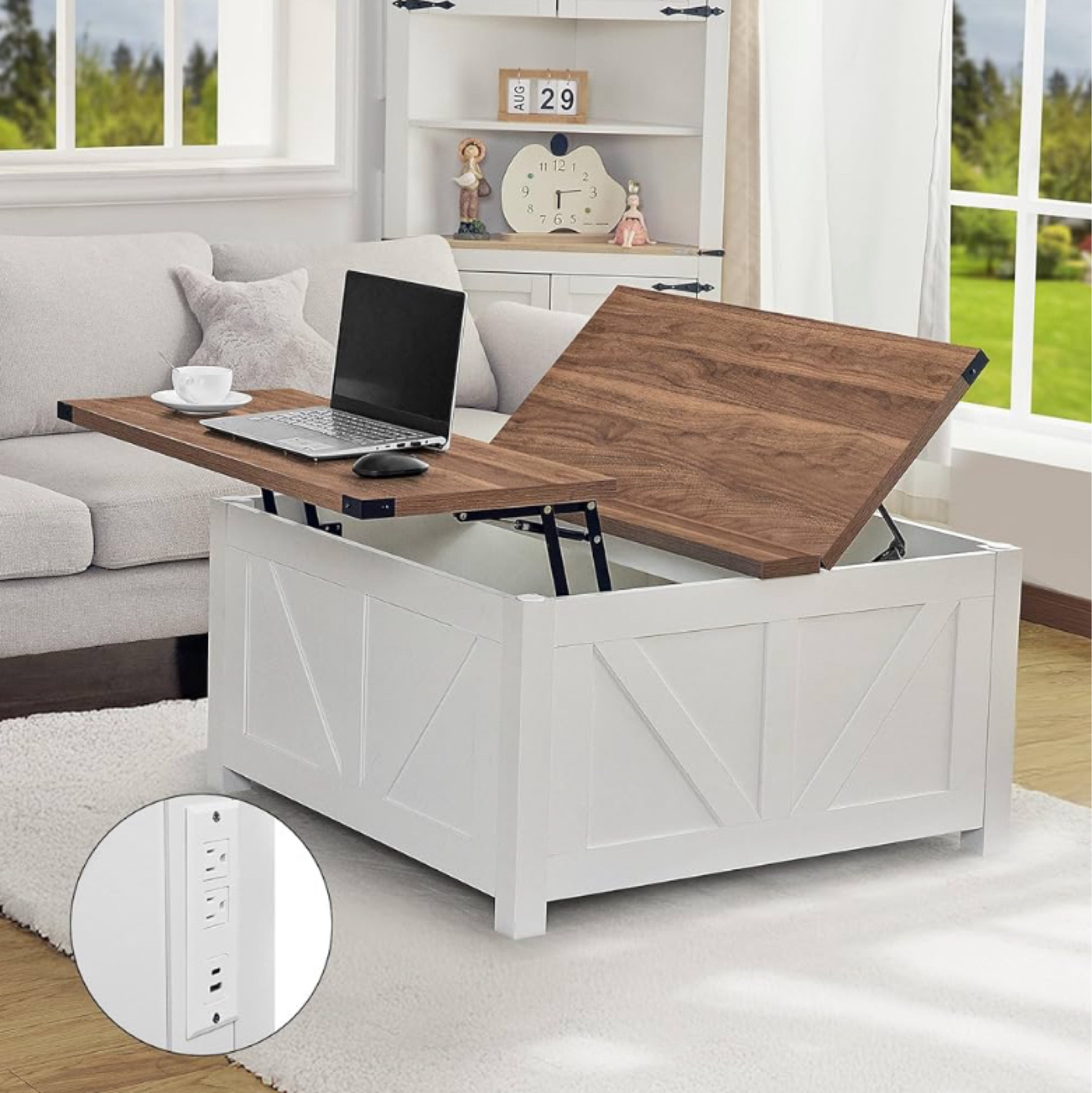 Redlife Farmhouse 35" Lift Top Coffee Table with Storage, Square Coffee Table with Charging Station for any living room or family room.

#LTKSaleAlert #LTKGiftGuide #LTKHome