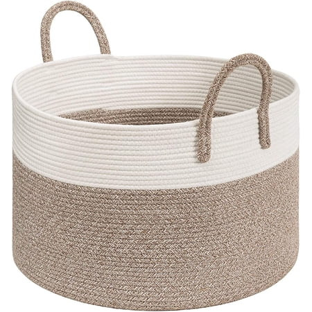 Cotton Rope Basket Extra Large Woven Basket for Blankets Toy Basket Baby Laundry Basket with Big Han | Walmart (US)
