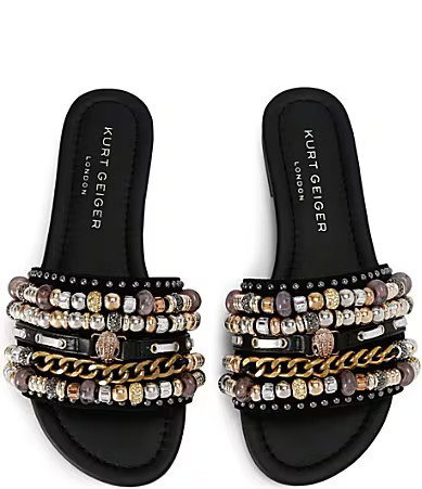Kurt Geiger London Southbank Satin Beaded Ornament Slide Sandals - 38.5(8) | Dillard's