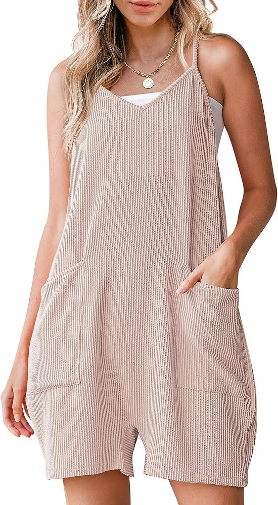 luvamia Rompers for Women Sleeveless Summer Short Jumpsuits Adjustable Straps Overall Shorts Reso... | Amazon (US)