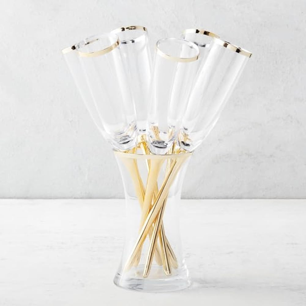 Z Gallerie Set of 6 Salud Handblown Champagne Toasting Flute Glasses 13" - Metallic Stems and Rim... | Amazon (US)