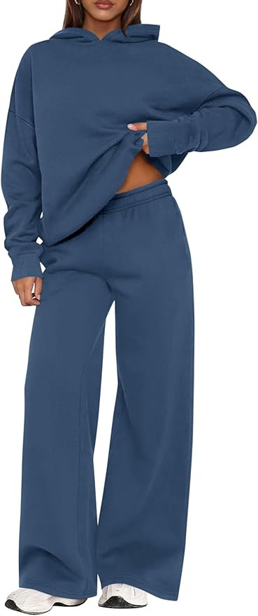 PRETTYGARDEN Womens Sweatsuits 2 Piece Set 2026 Casual Winter Long Sleeve Hoodie Loose Wide Leg S... | Amazon (US)