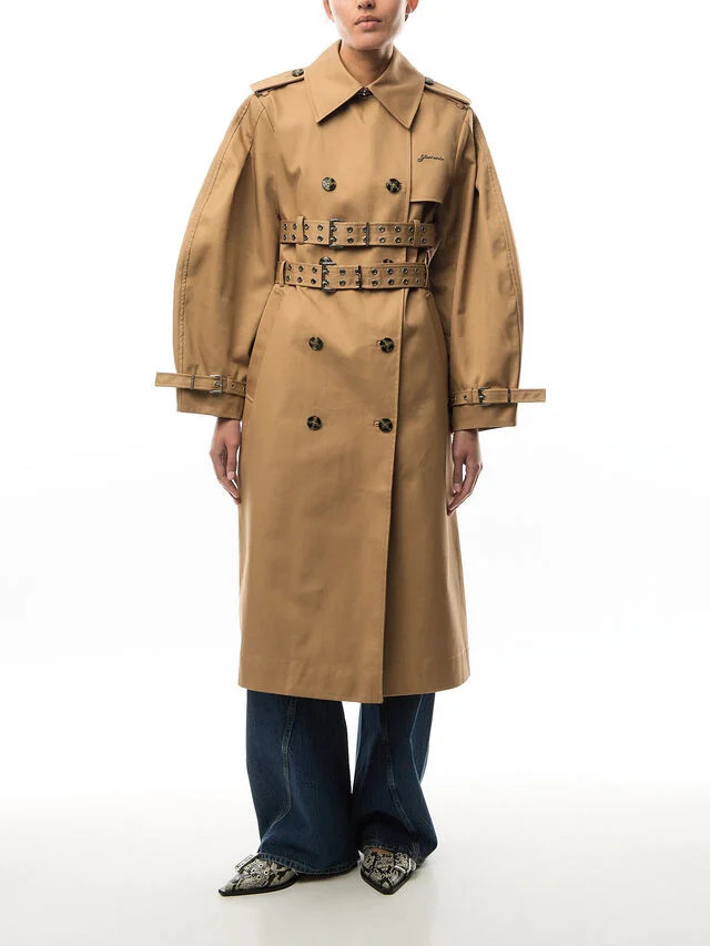 Tiger's Eye Ganni Bonded Cotton Trench Coat | Trench Coats & Raincoat | Fenwick | Fenwick