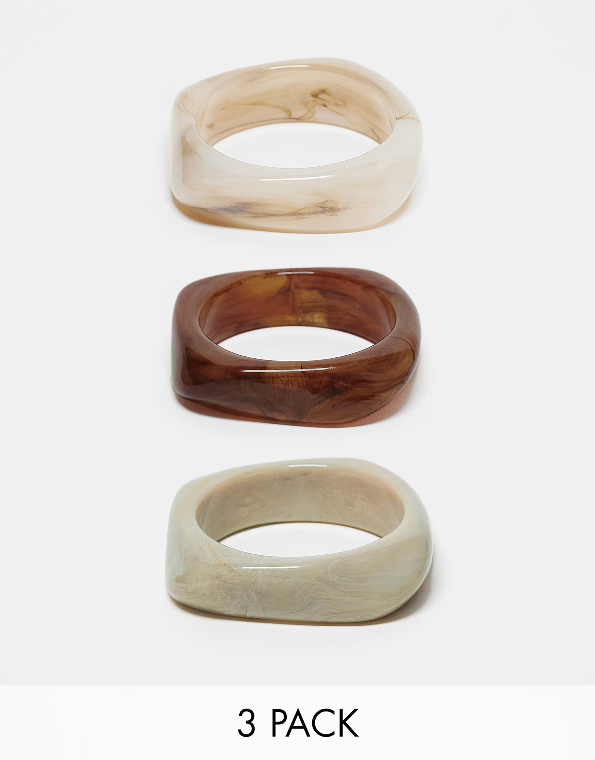 ASOS DESIGN pack of 3 bangles with resin neutral design | ASOS (Global)