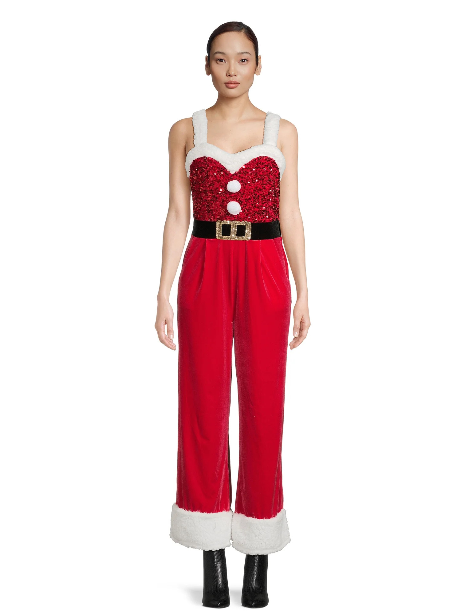 No Boundaries Juniors Santa Christmas Jumpsuit, Sizes XS-3XL - Walmart.com | Walmart (US)