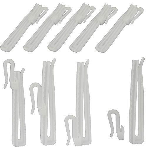30 pcs Adjustable Curtain Hooks for Drapes Depth Pinch Pleat Locking Curtain Tape Clip Hooks Door Curtain and Shower Curtain Plastic Hooks Shower Curtain Hooks Rust Proof (85mm Adjust Hook) | Amazon (US)
