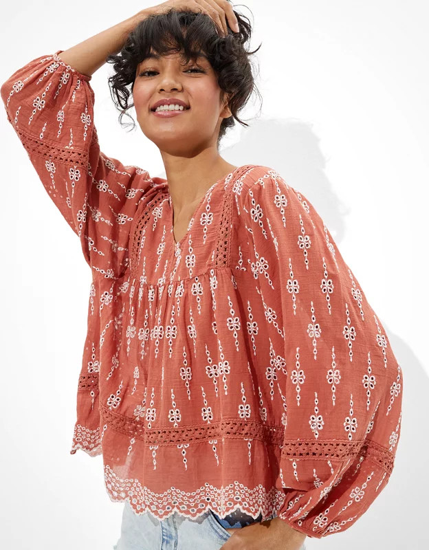 AE Embroidered Blouse | American Eagle Outfitters (US & CA)