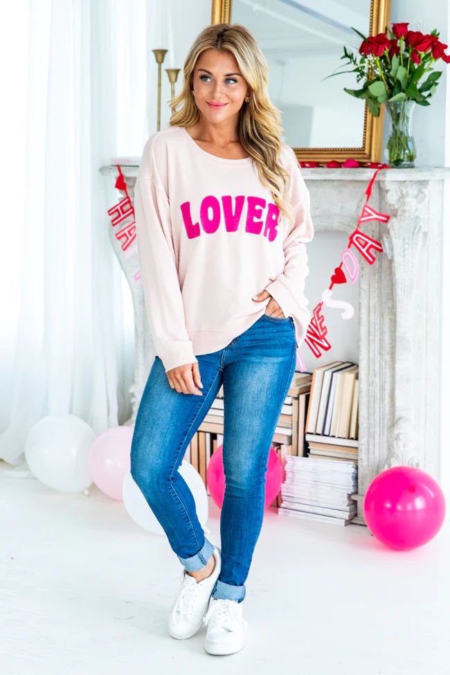 Lover Pale Pink Graphic Sweatshirt | Pink Lily