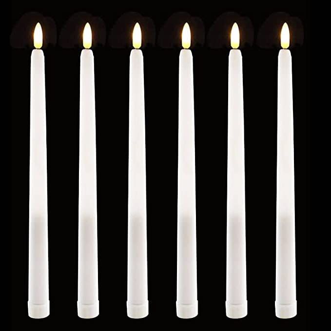 LACGO 11'' Long LED Flameless Tea Light Candle Battery Operated Flickering Ivory Body Taper Candl... | Amazon (US)