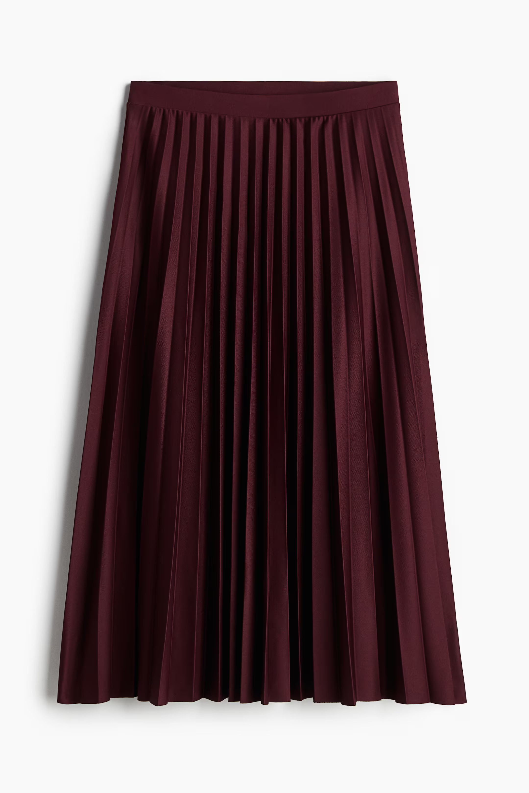 Pleated skirt - High waist - Knee length - Burgundy - Ladies | H&M GB | H&M (UK, MY, IN, SG, PH, TW, HK)