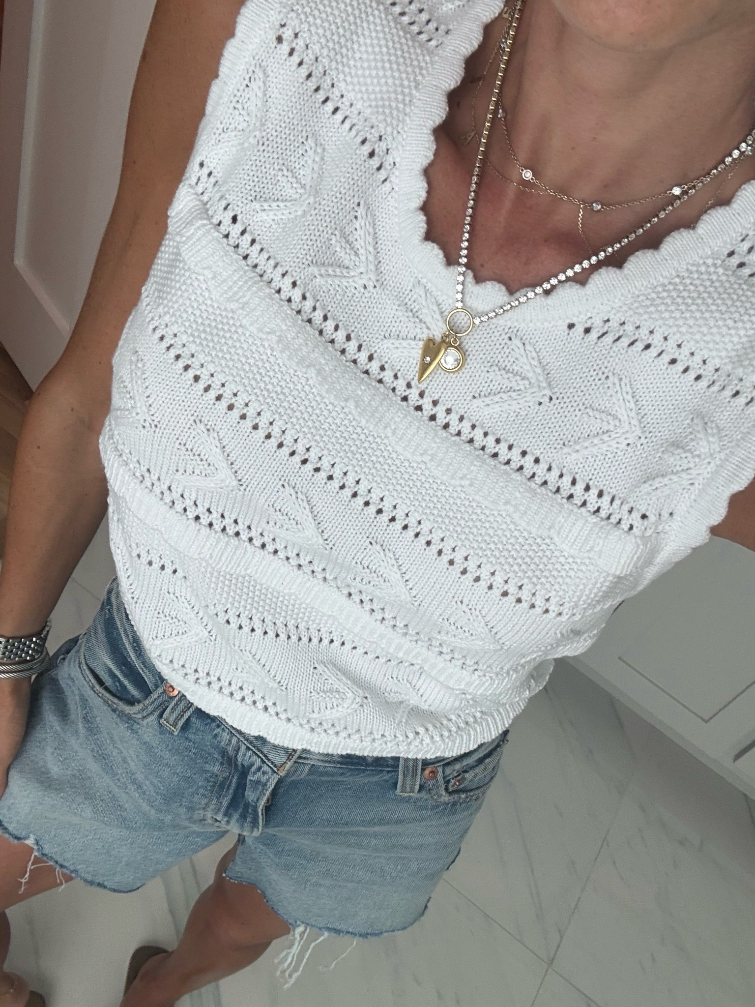 Cable knit sweater tank size xs. Loving this heart rhinestone necklace

#LTKPetite #LTKSeasonal #LTKSaleAlert