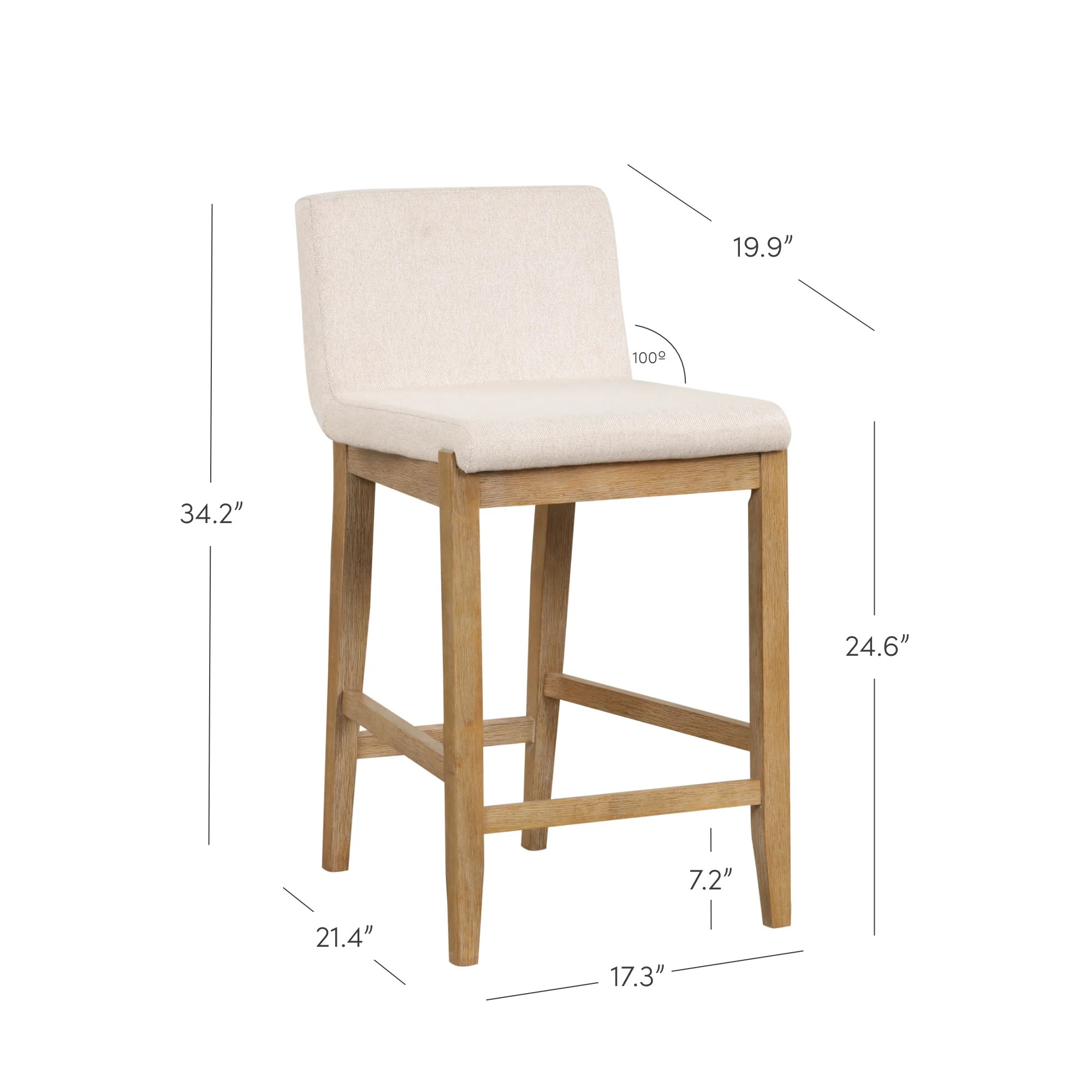 Nathan James Gracie Counter Height Upholstered Bar Stool, Natural Flax/Light Brown | Walmart (US)