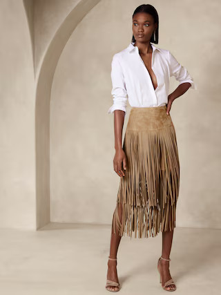 Sevilla Suede Fringe Skirt | Banana Republic (US)