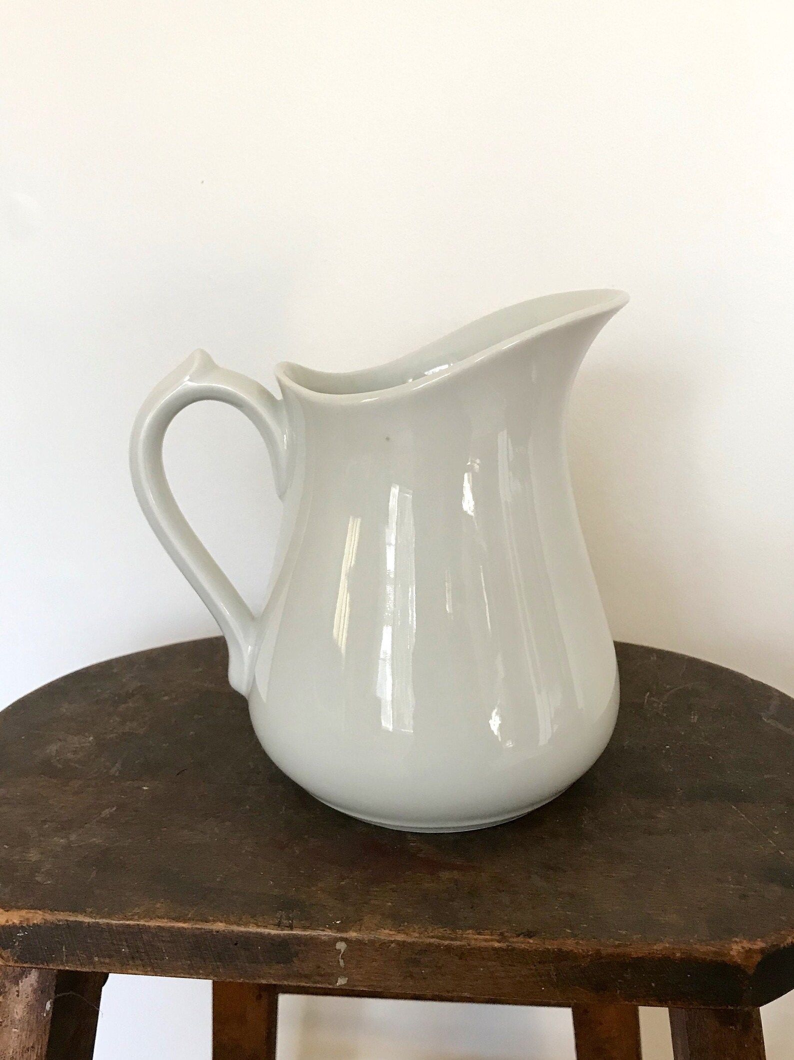 French vintage white pitcher ironstone stoneware medium ceramic milk | Etsy (US)