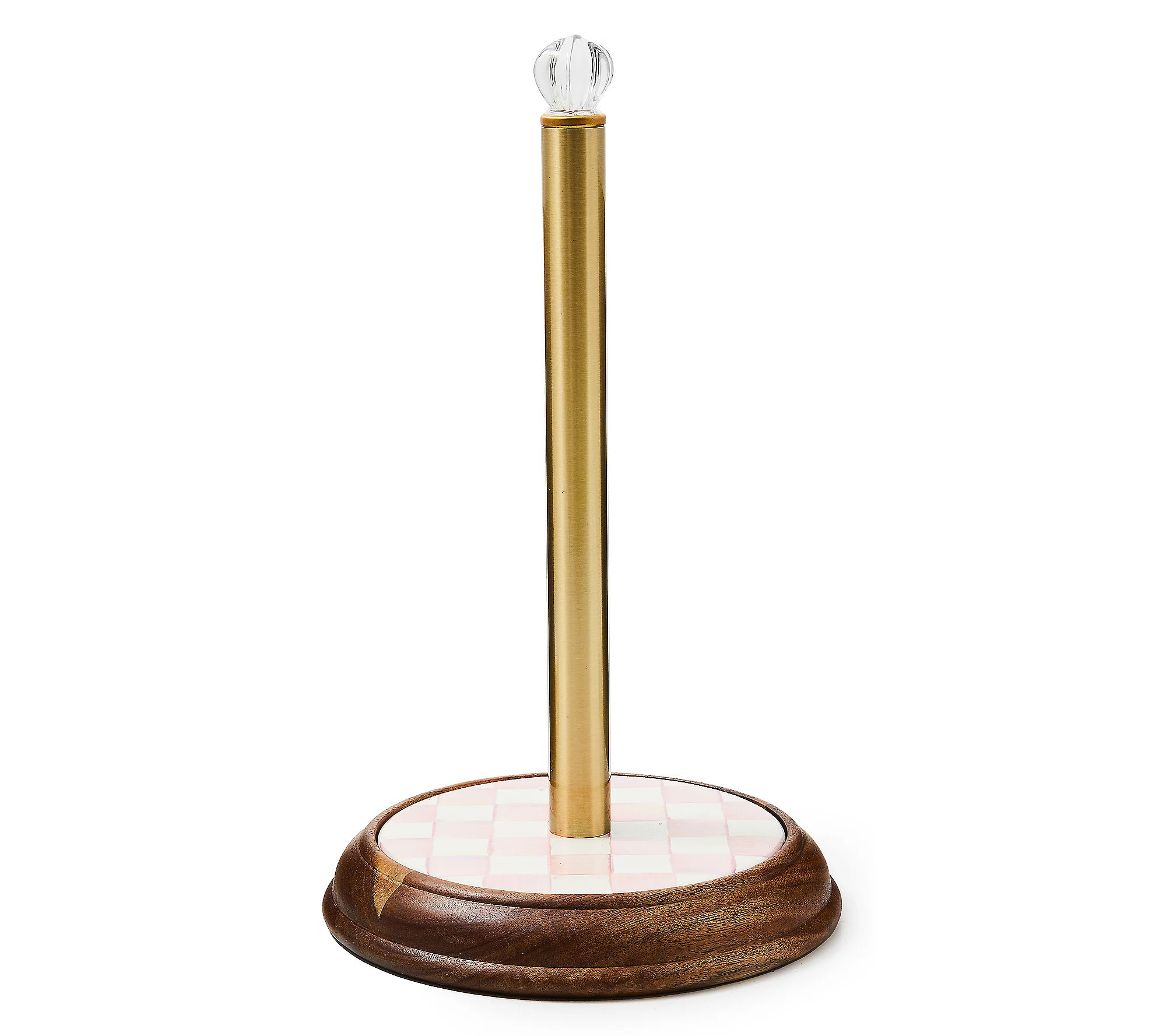 MacKenzie-Childs Rosy Check Wood Paper Towel Ho lder | QVC