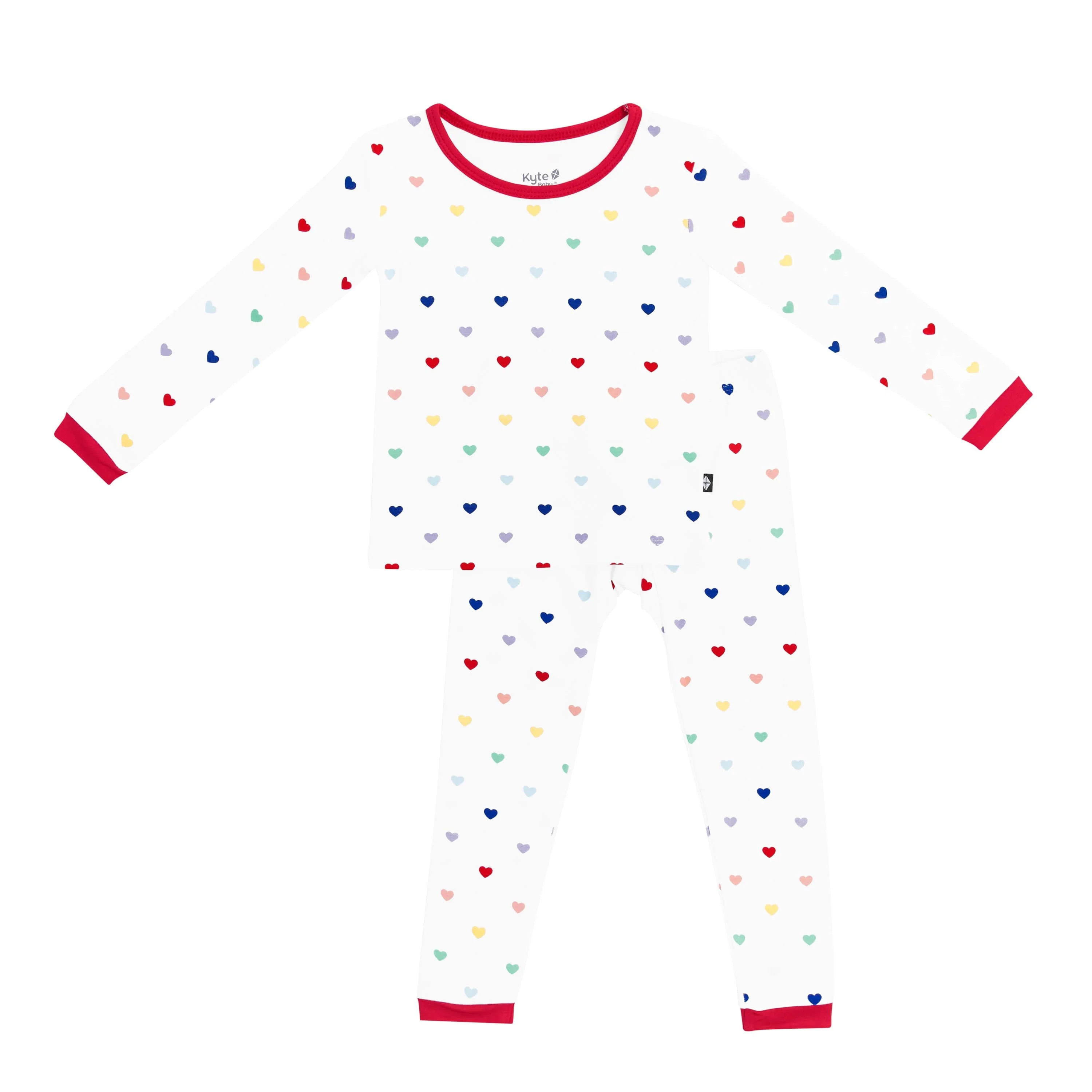 Long Sleeve Pajamas in Cloud Rainbow Heart | Kyte BABY