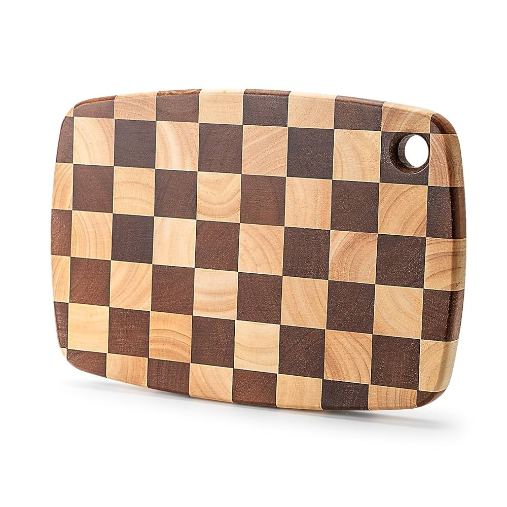 Checkered Cutting Board Wood Butcher Block, Wooden Chopping Board with Checkerboard Pattern and I... | Amazon (US)