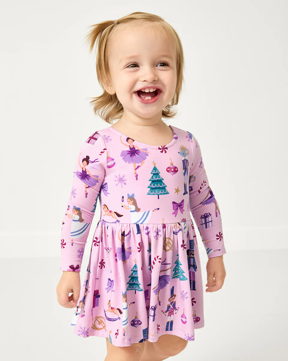Nutcracker Ballet Bow Back Skater Dress with Bodysuit | Little Sleepies