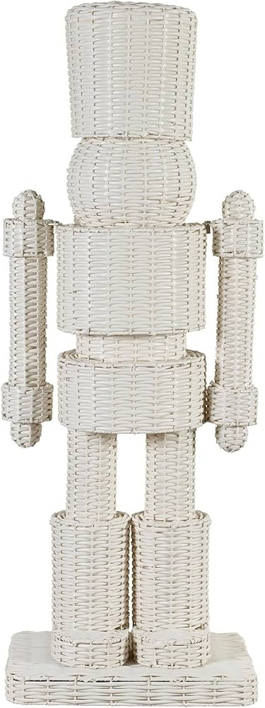 Santa Barbara Design Studio Rattan Nutcracker, 48" Tall, White Red Bow | Amazon (US)