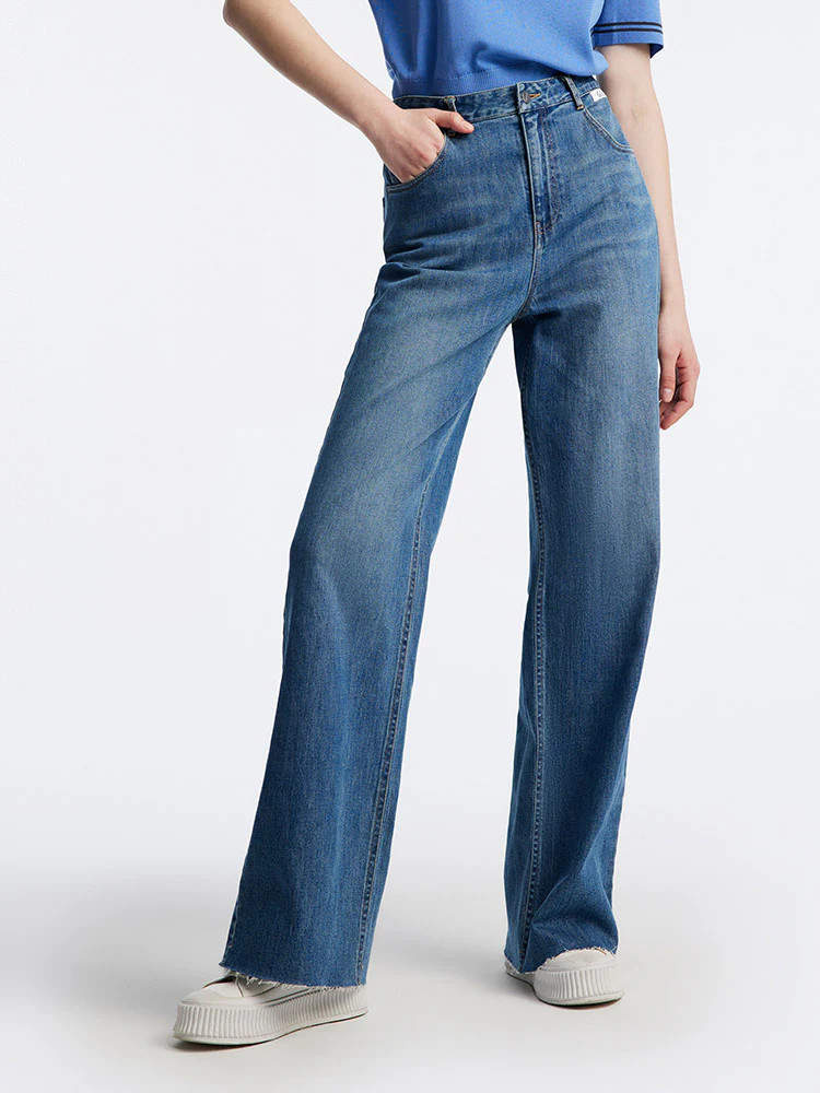 Loose Cut Hem Straight Jeans | GoeliaGlobal