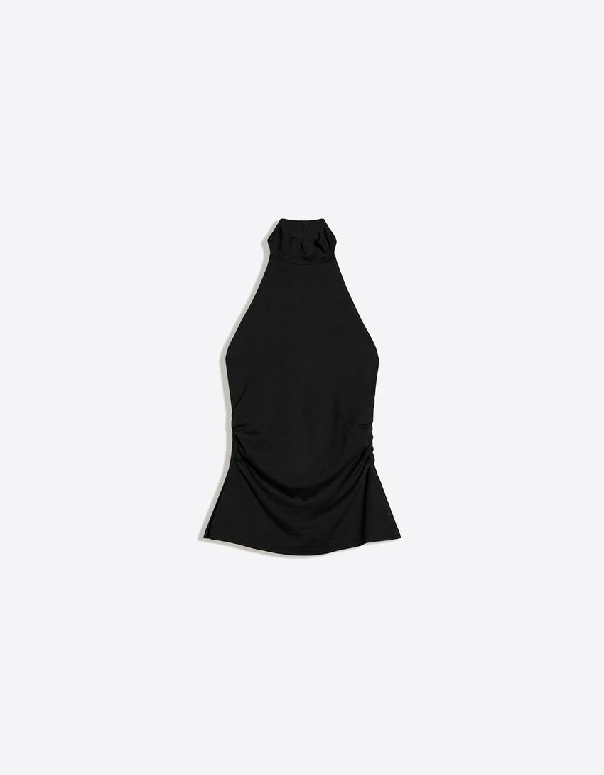 Gathered halter neck top | Bershka UK