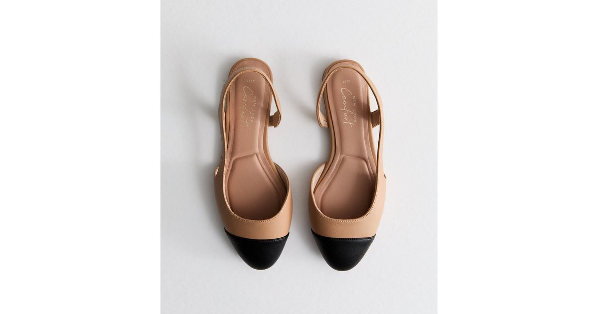 Camel Contrast Toe Cap Slingback Shoes | New Look | New Look (UK)