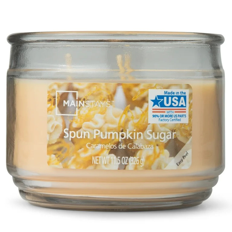 Mainstays Spun Pumpkin Sugar Scented 3-Wick Table Top Candle, 11.5 oz. | Walmart (US)