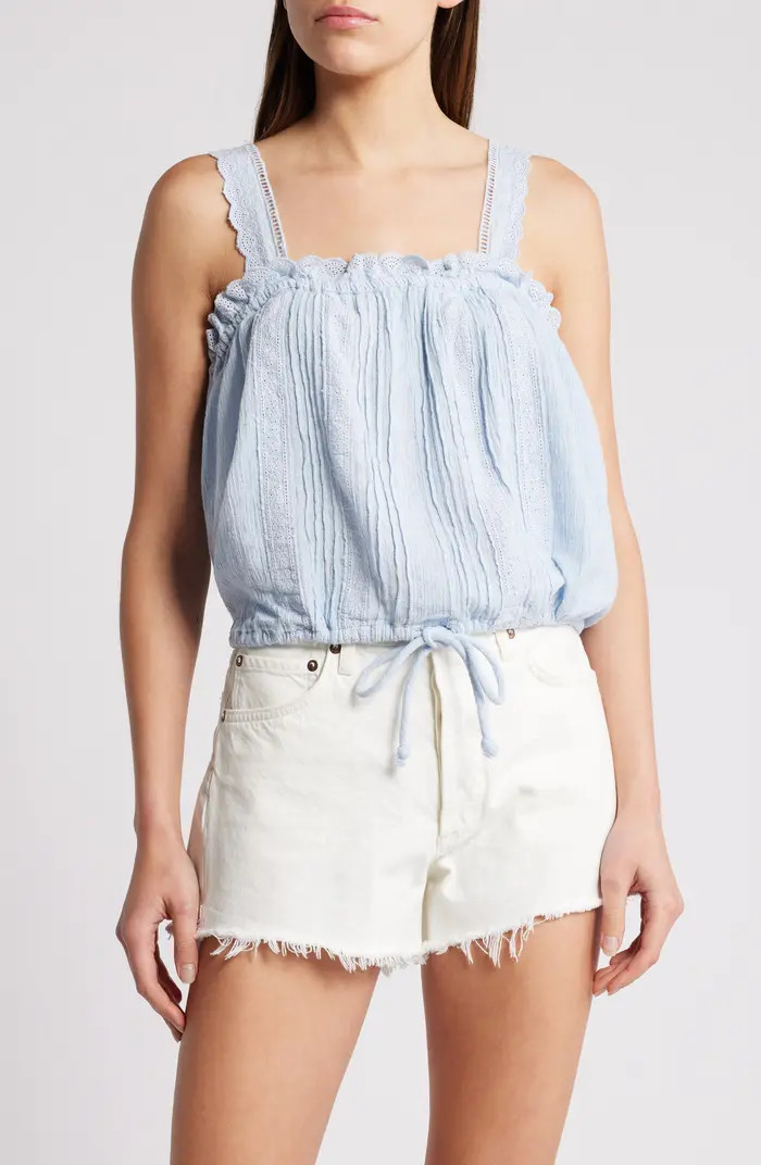 Because of You Cotton & Linen Drawstring Waist Camisole | Nordstrom
