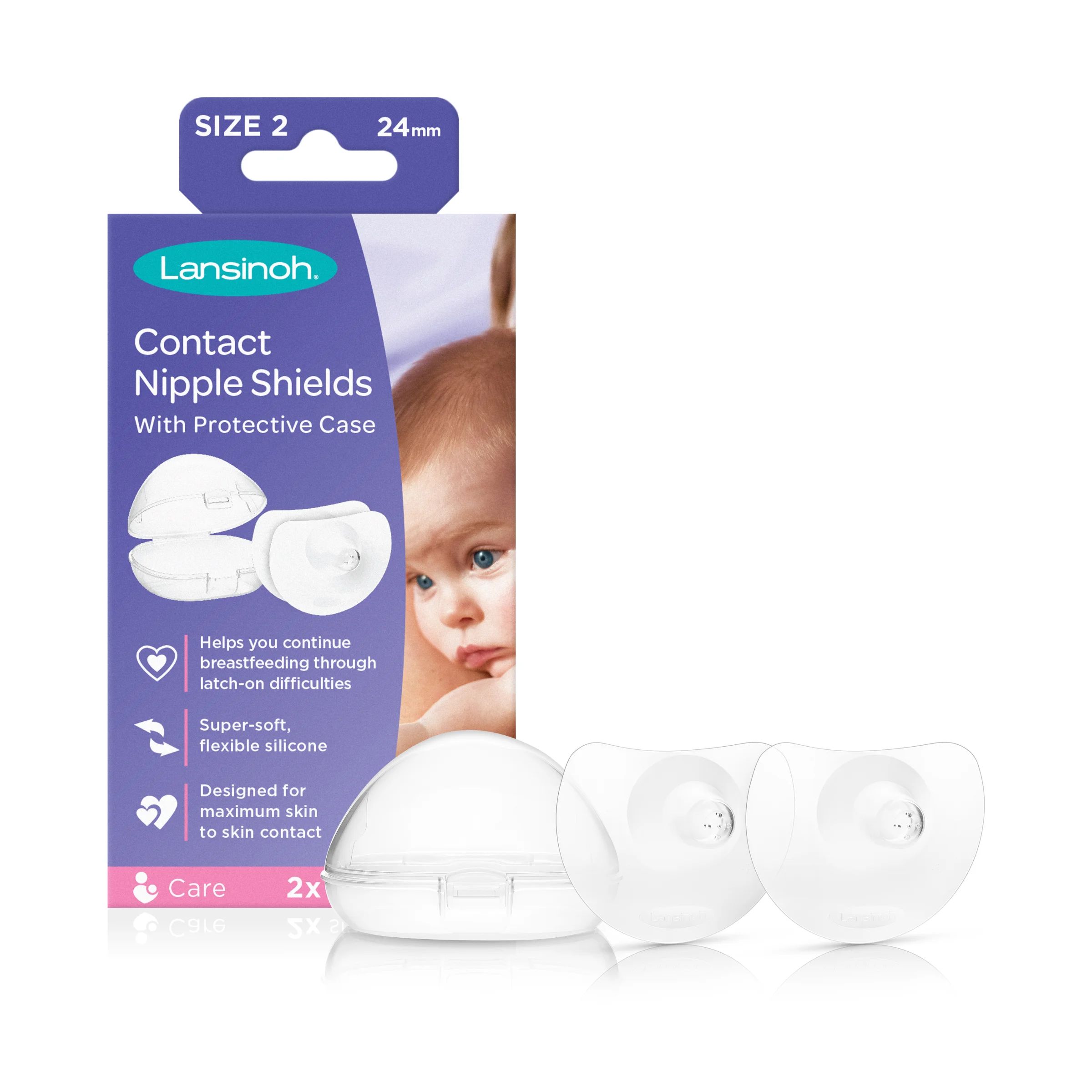 Lansinoh Contact Nipple Shields, 2 Nipple Shields (24mm) and Case - Walmart.com | Walmart (US)