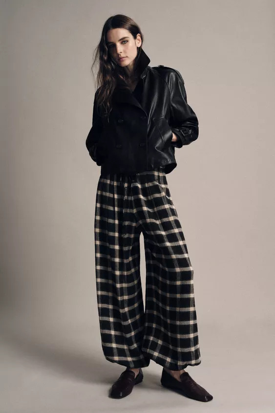 ZW COLLECTION CHECK BALLOON TROUSERS | Zara UK