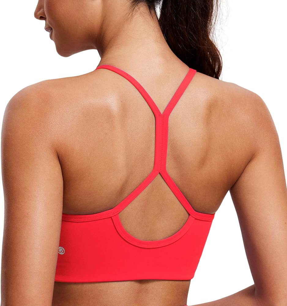 CRZ YOGA Butterluxe Womens High Neck Y Back Sports Bra - Padded Halter Racerback Spaghetti Thin S... | Amazon (US)