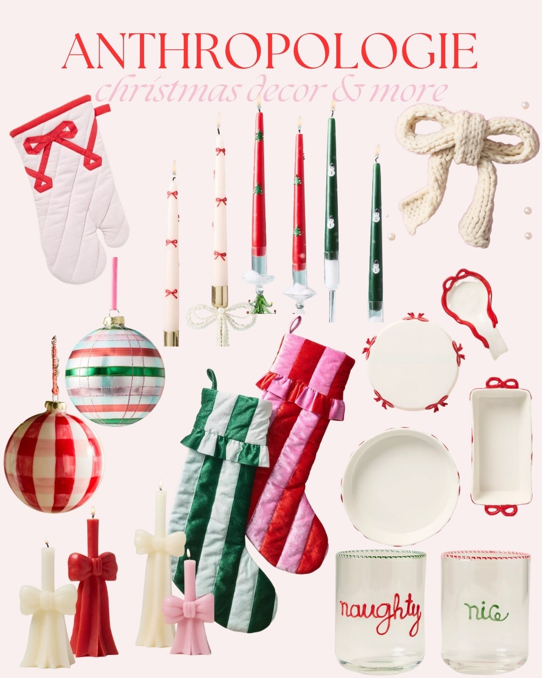 Anthro Christmas decor red, pink and green Christmas 

#LTKHome #LTKFindsUnder50 #LTKSeasonal