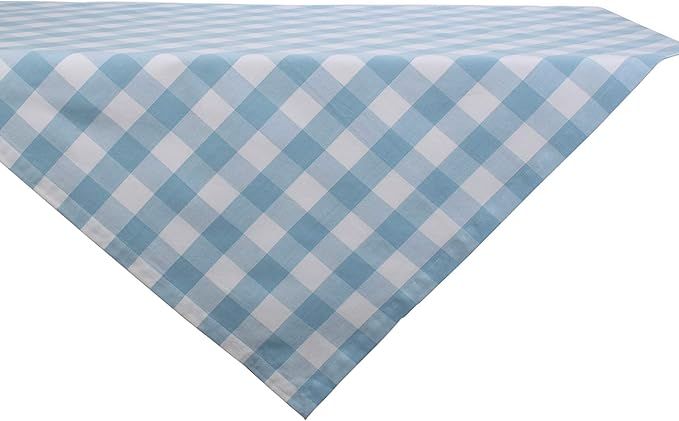 DII Buffalo Check Collection, Classic Farmhouse Tablecloth, Table Topper, 40x40, Light Blue & Whi... | Amazon (US)