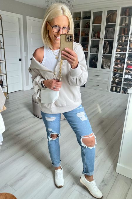 Friday night casual dinner with the fam! 
Tank and pullover medium 
Jeans size 5
Shoes TTS 

#LTKsalealert #LTKunder50 #LTKstyletip