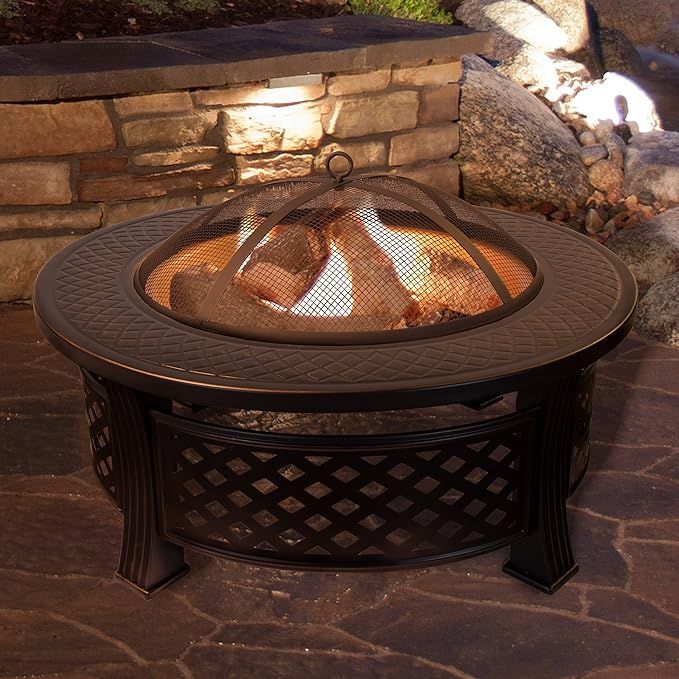 Fire Pit Set, Wood Burning Pit - Includes Spark Screen and Log Poker - Great for Outdoor and Pati... | Amazon (US)