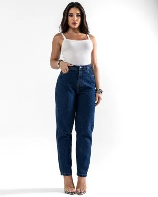 Calça Jeans Mom Feminina Cintura Alta Algodão 00101 Escura Consciência | Dafiti (BR)