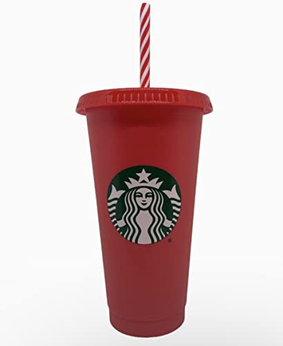 STARBUCKS Christmas Siren Logo Reusable Plastic Red Cold Cup 24 Fl Oz Festive Holidays | Amazon (US)