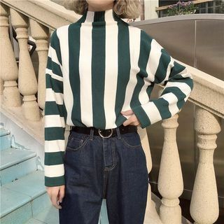 Striped Mock Neck Sweater | YesStyle Global