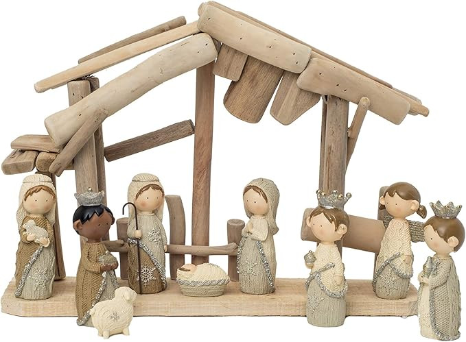 Vita Domi 9 Piece 4.5" Christmas Manger Nativity Set with 11.5" Creche, Nativity Scene Indoor, Na... | Amazon (US)