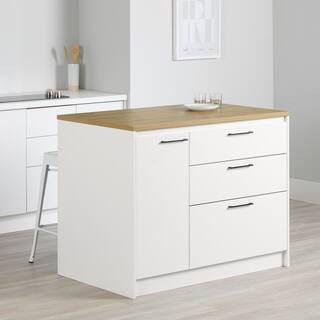 Myro White and Maple Nutmeg Melamine 46.75 in. Kitchen Island | The Home Depot